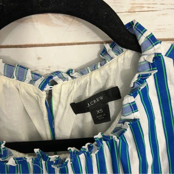 J Crew Blue White Striped Tiered Cotton Dobby MIDI Tank Dress - Picture 3 of 6